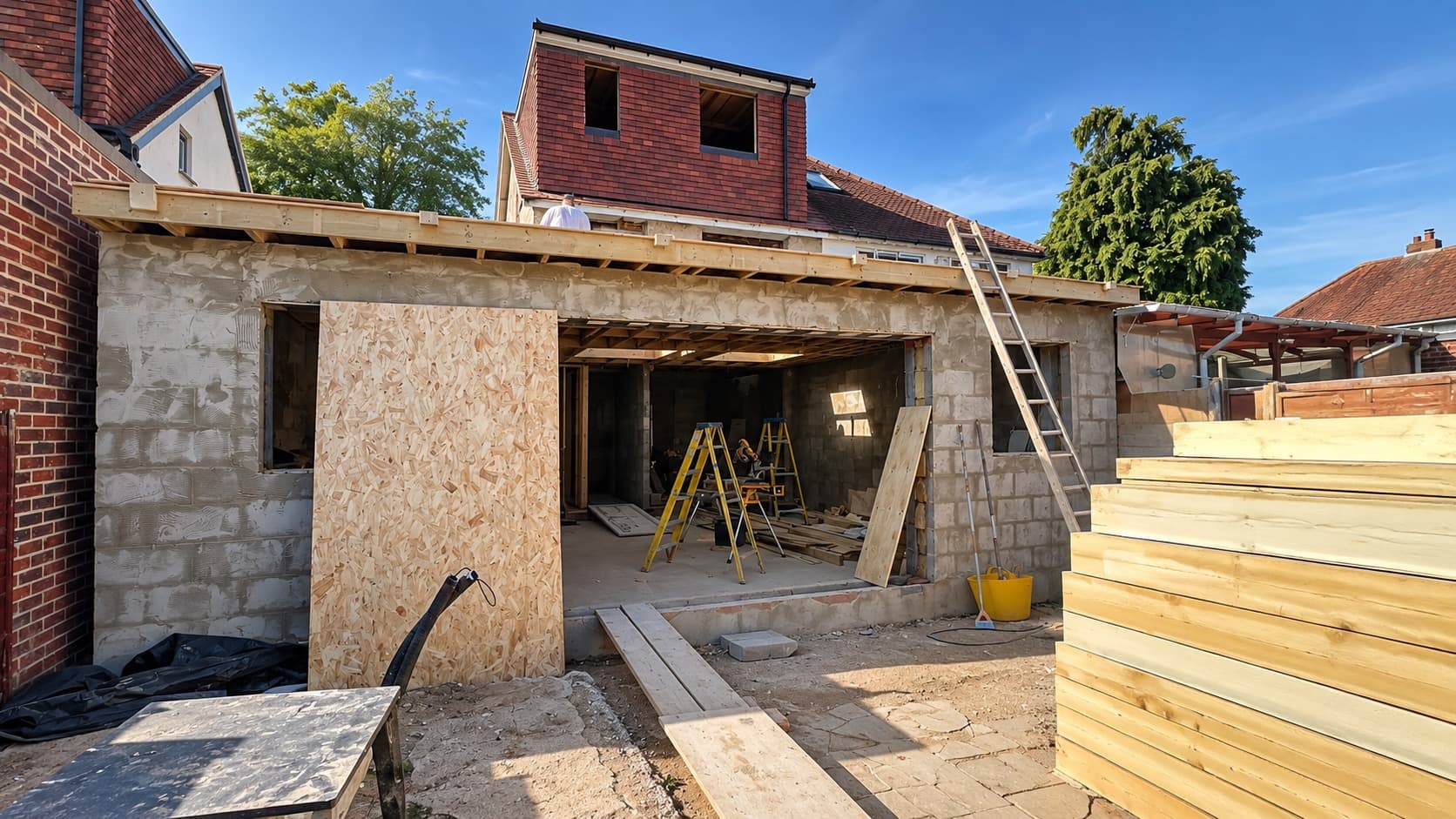 Loft dormer and rear extension under construction