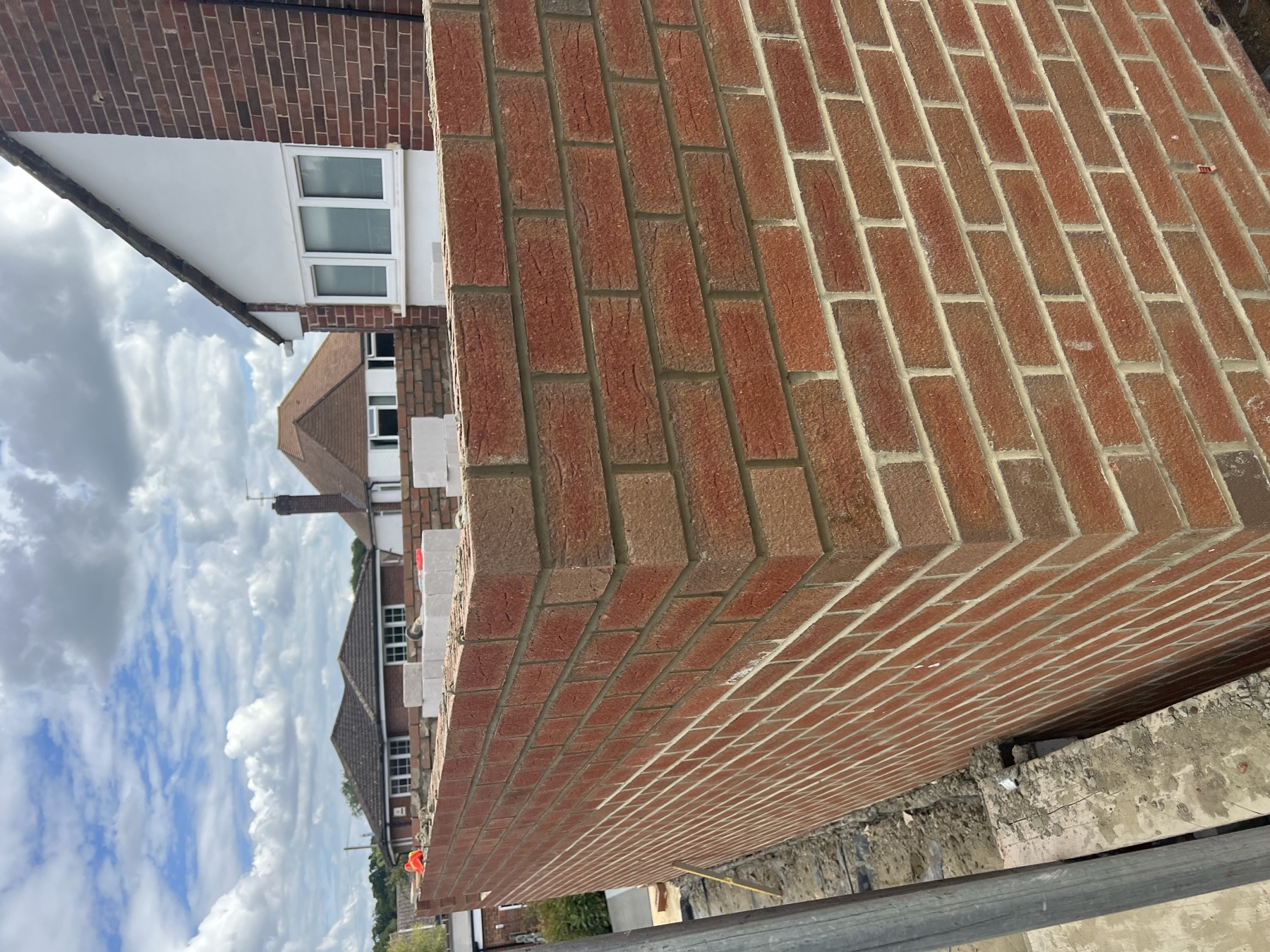 Brickwork corner detail of the new side extension under construction