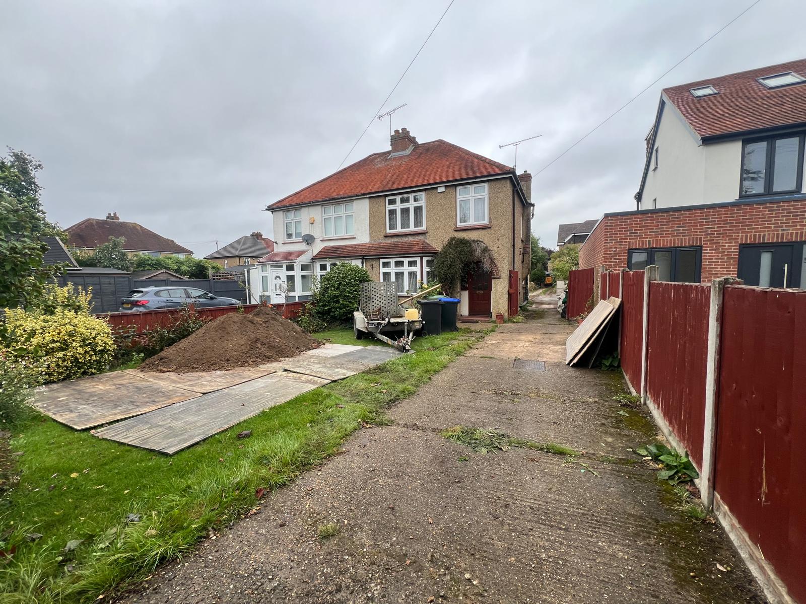 Site groundworks and materials delivery to the property ahead of construction